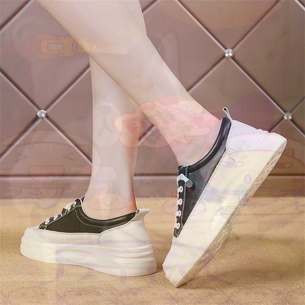 Office Tech Gift Ideas - LACE-up Chunky Loafers ผู้หญิงสเก็ตบอร์ดกีฬารองเท้าตะกร้ารองเท้าผ้าใบจริงแบบพกพาข่าวตะกร้า Teni ที่มีคุณภาพสูง
